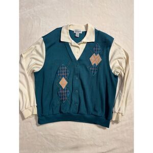 Vintage Alfred Dunner Argyle Knit Layered Sweater L